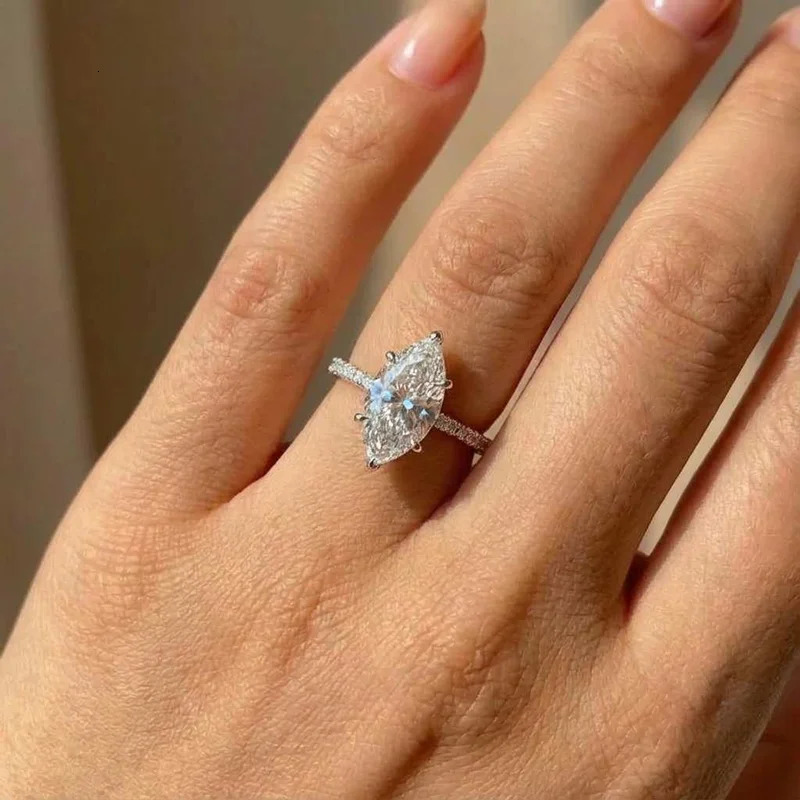 925 Sterling Silver Fashion Classic Marquise Zircon Ring For Women Engagement Wedding High Quality Fine Jewelry s 260302