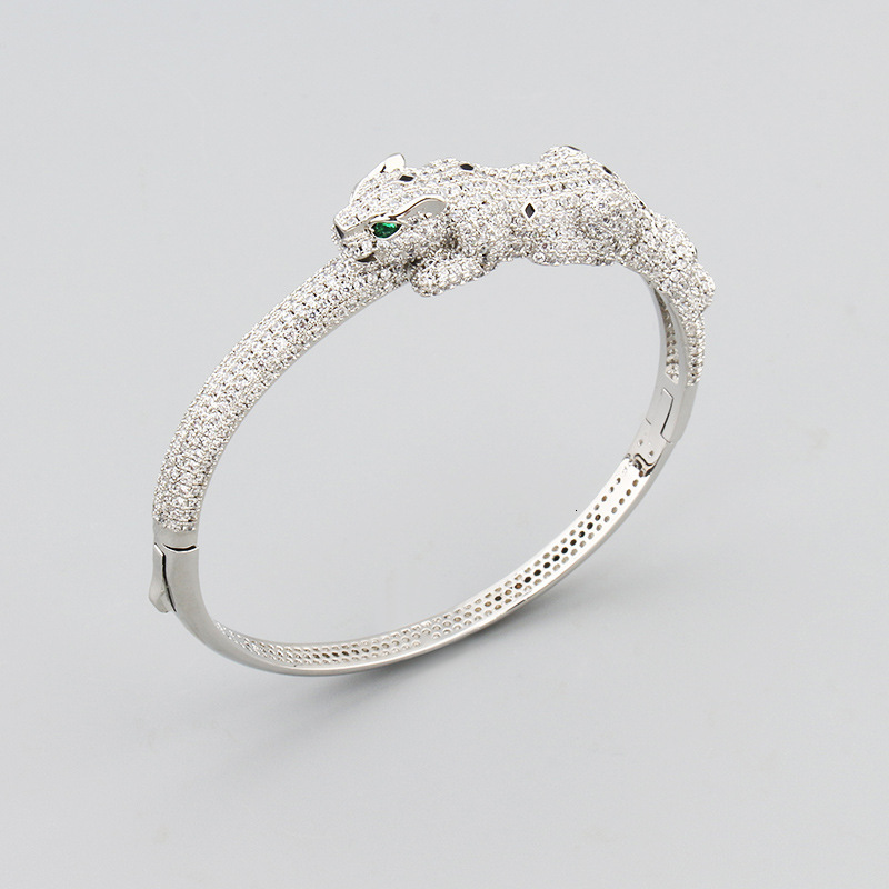 Bracelet Style Elegant Women's Leopard And Ring Set With Unique Punk Design Leopard-Shaped Bracelet