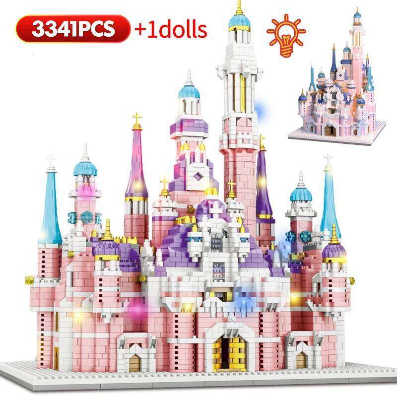 3341PCS LED Lights City Mini House Cartoon Dream Tale Princess Castle Architecture Building Blocks Figures Bricks Toys For Girls Z260305