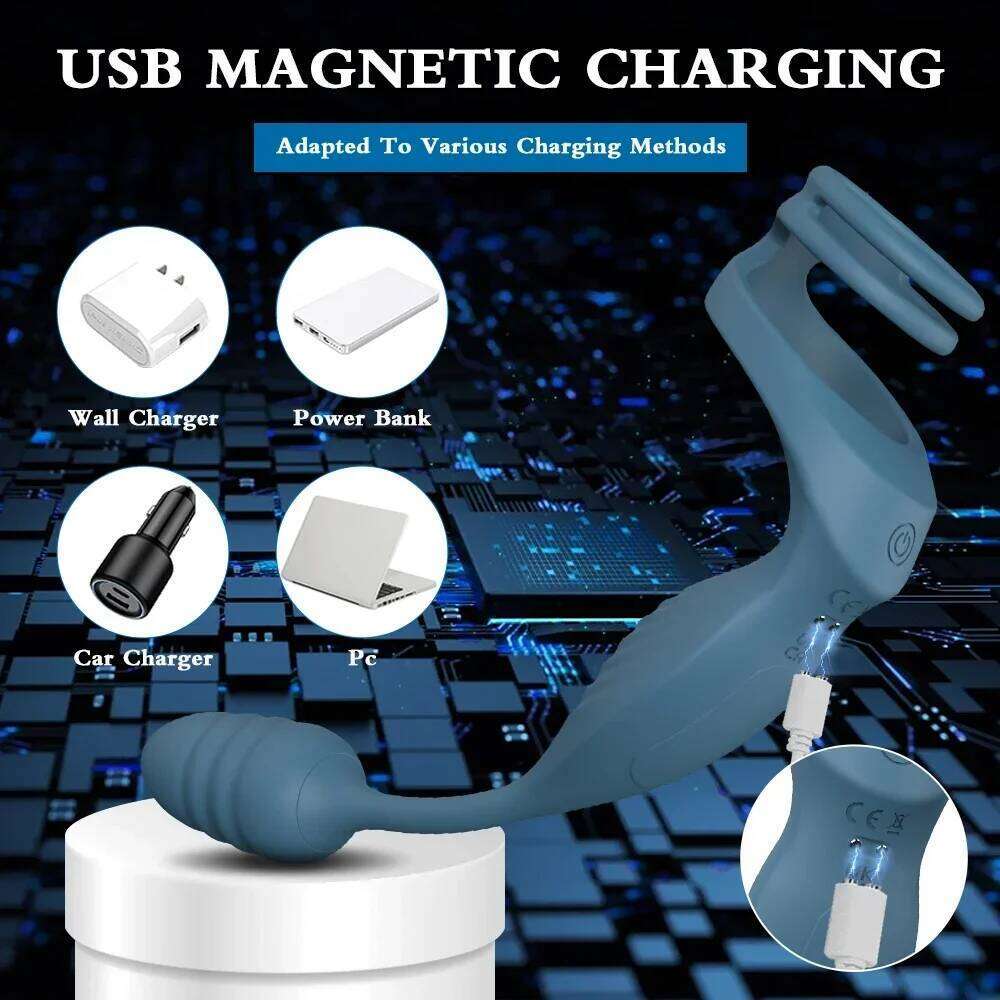 Cock Prostate Vibrator Double Ring Anal Plug Vibrating Delay Ejaculation Male Masturbator Sex Toys for Men 18+ W260305