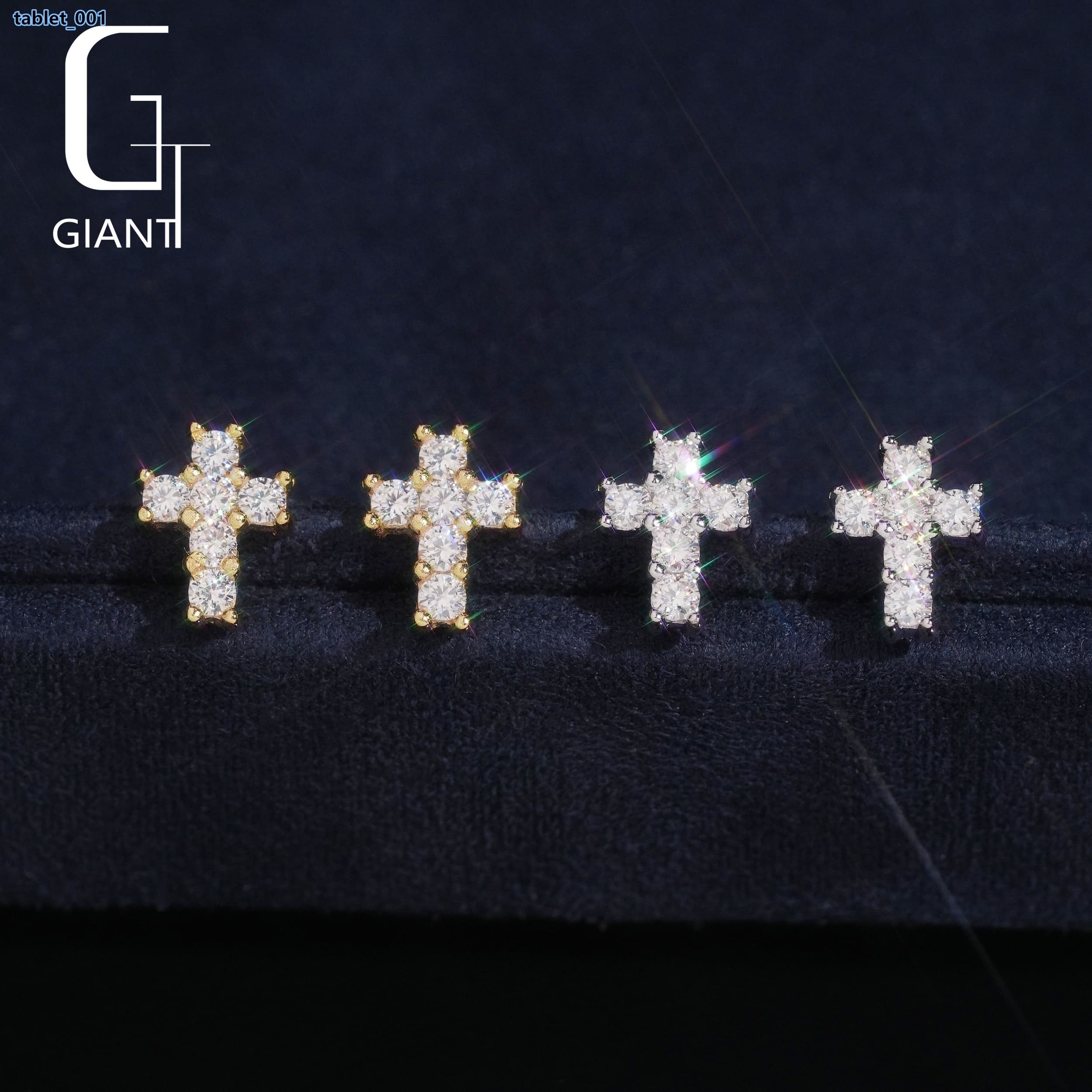 USA Warehouse Hip Hop 925 Silver Iced Out Diamond Screw Back Earrings VVS Moissanite Jewelry Cross Stud Earrings