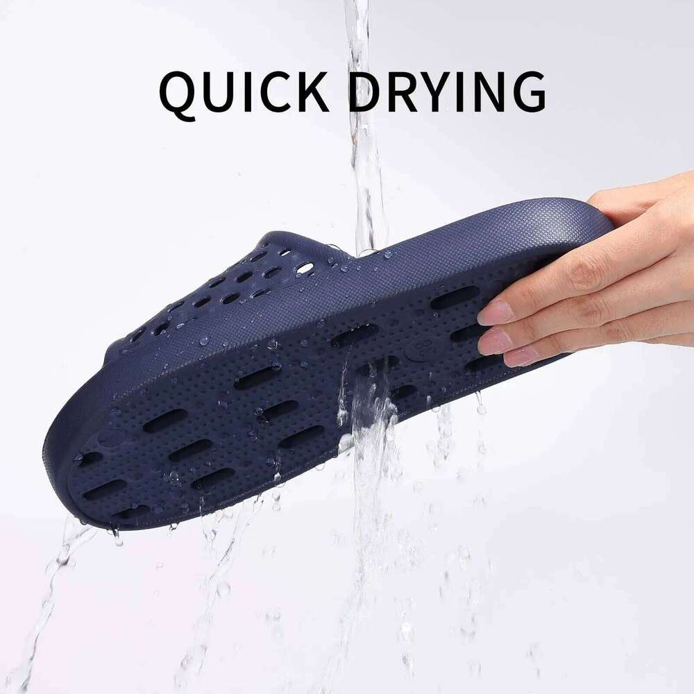 Litfun Light House Women's Fashion Breathable Pool Slippers Drain Holes Anti-slip Beach Slides Orthopedic Bath Sandals