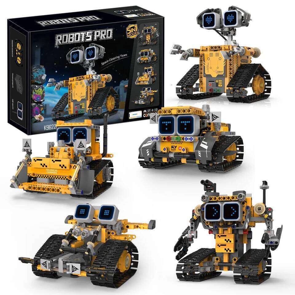 Digital display 5-in-1 transformable model assembly, remote control robot building blocks toy, children's toy gift Z260305
