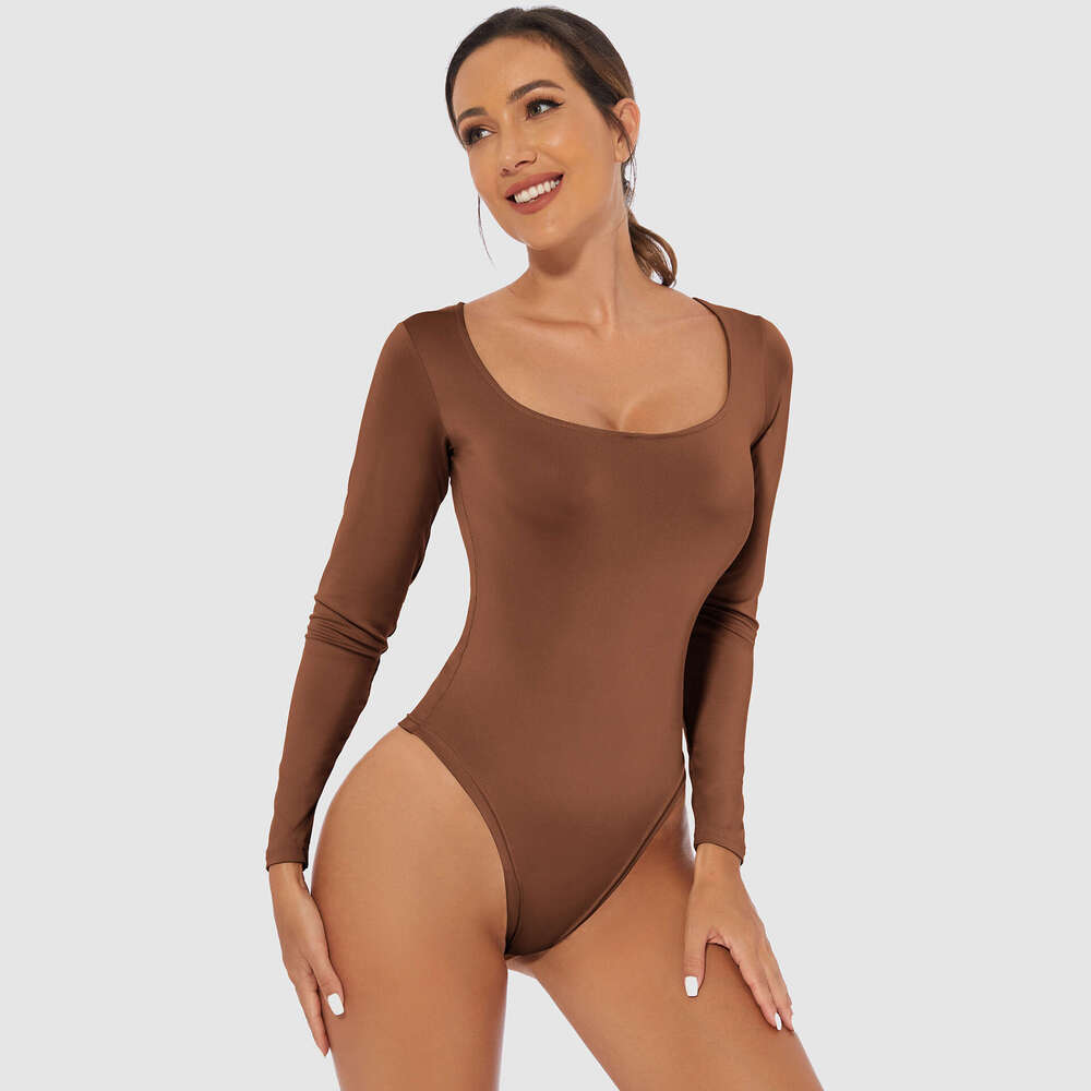 European and American Export Plus Size Slim Fit Base Shirt T-Shirt Long Sleeve Jumpsuit Women's Top