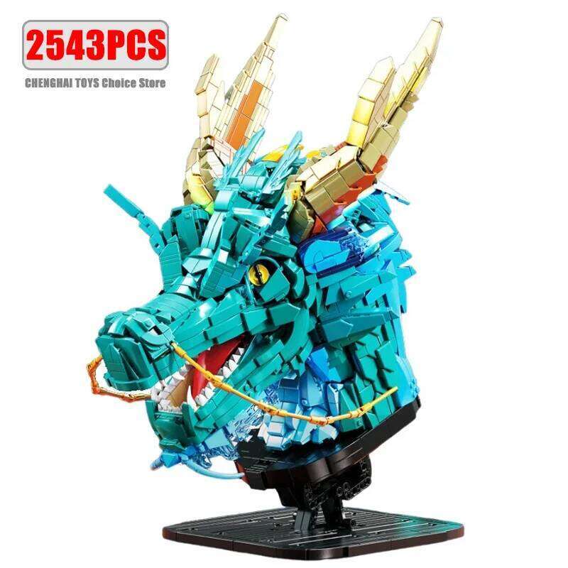 2543PCS Chinese Zodiac Head Model Building Blocks MOC Assemble Mythical Animals Dragon Bricks Toys for Kids Gift Decor Z260306