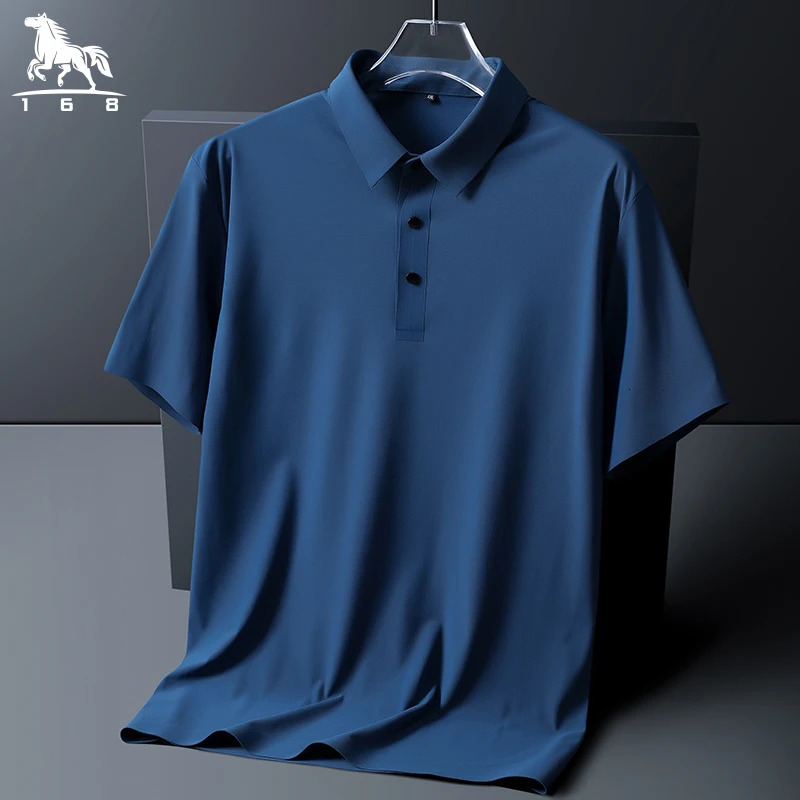 polo shirt men 6XL 7XL 8XL Summer High quality mens short-sleeved polo shirt Ice silk Mens business casual polo shirt 2212 260304