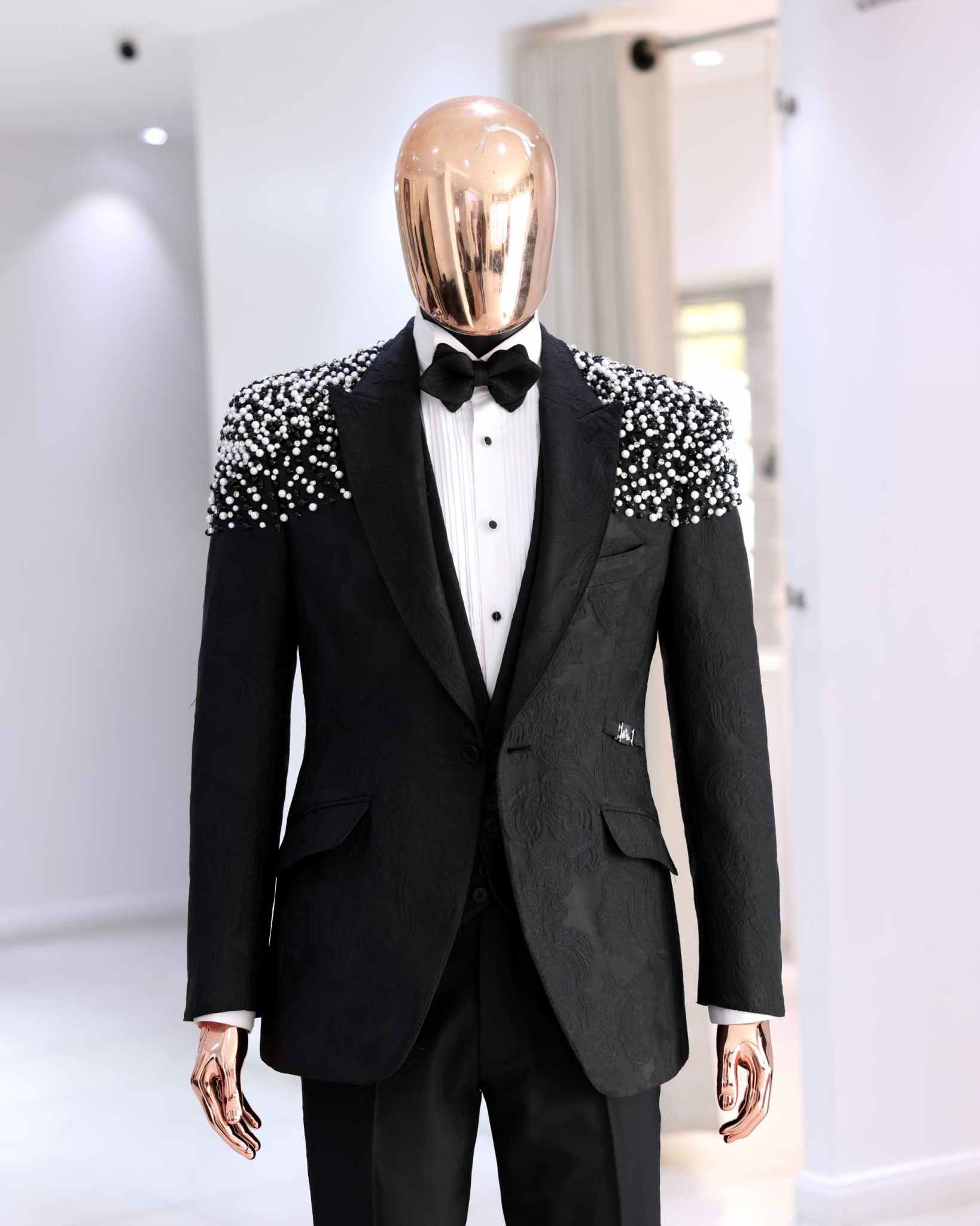 Formal Wedding Tuxedos Jacquard 2 Piece Set Jacket Pant Men Suit Peaked Lapel One Button Groom Business Blazers Customized