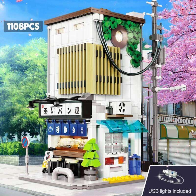 1108Pcs Japanese Steamed Bun House Architecture Building Blocks Creative Civy View Friends Shop Bricks Toys For Kids Gifts Z260305