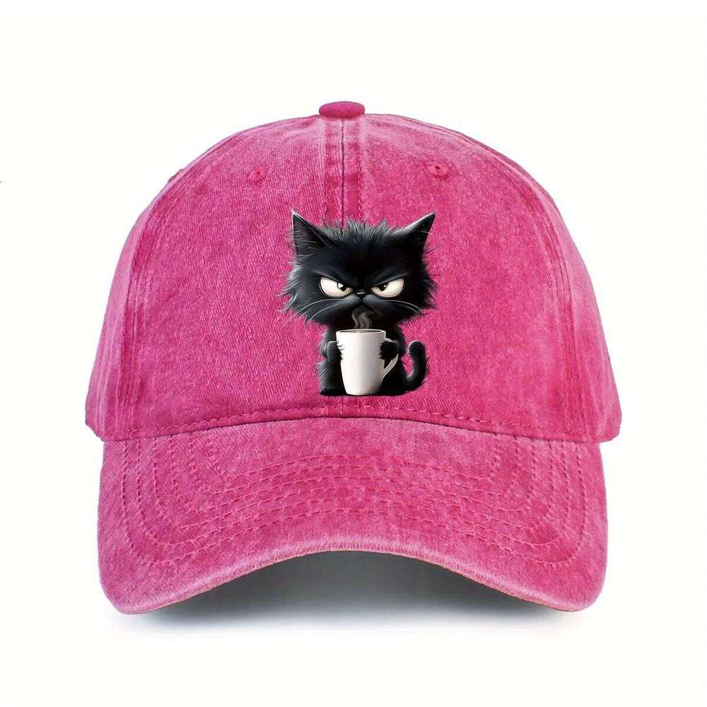 Coffee Cat Printed Baseball Hat Fashionable Men's and Women's Decoration Outdoor Sunscreen Travel Y260304