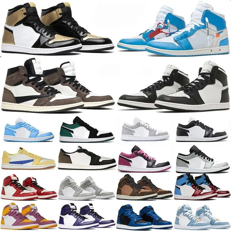 High Low Sneakers 1s Basketball Shoes For Men Women University Blue Leather Hyper Royal Grey Chicago Red Dark Outdoor Designer Trainers