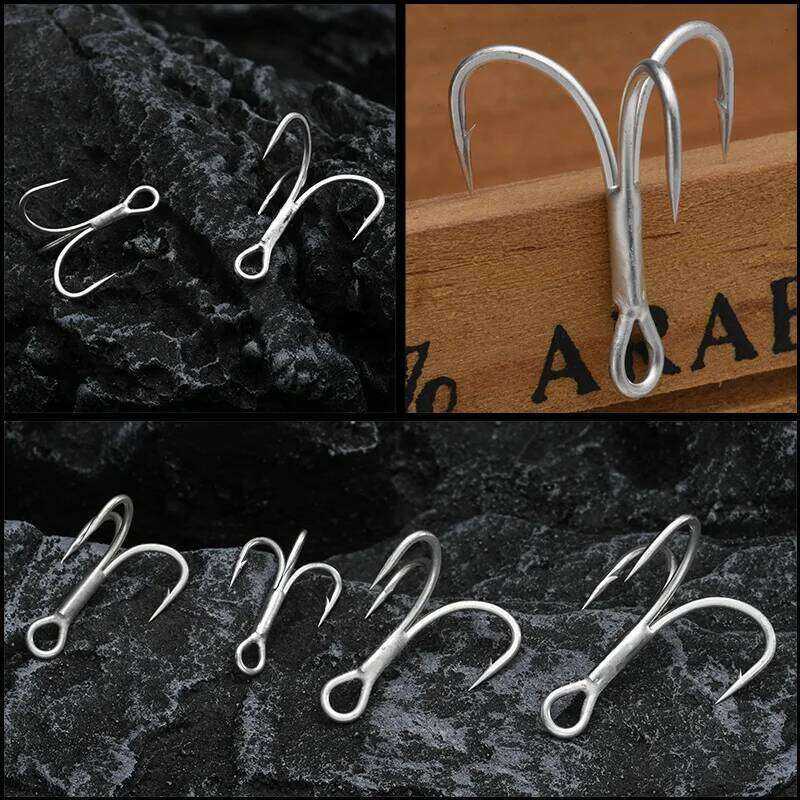 BLUX 2X Strong O'SHAUGHNESSY Treble Hooks 4# 6# 8# 10# 10pcs/lot Matt Tin Saltwater Fishing Lure Sharp Fishhook Terminal Tackle S260305