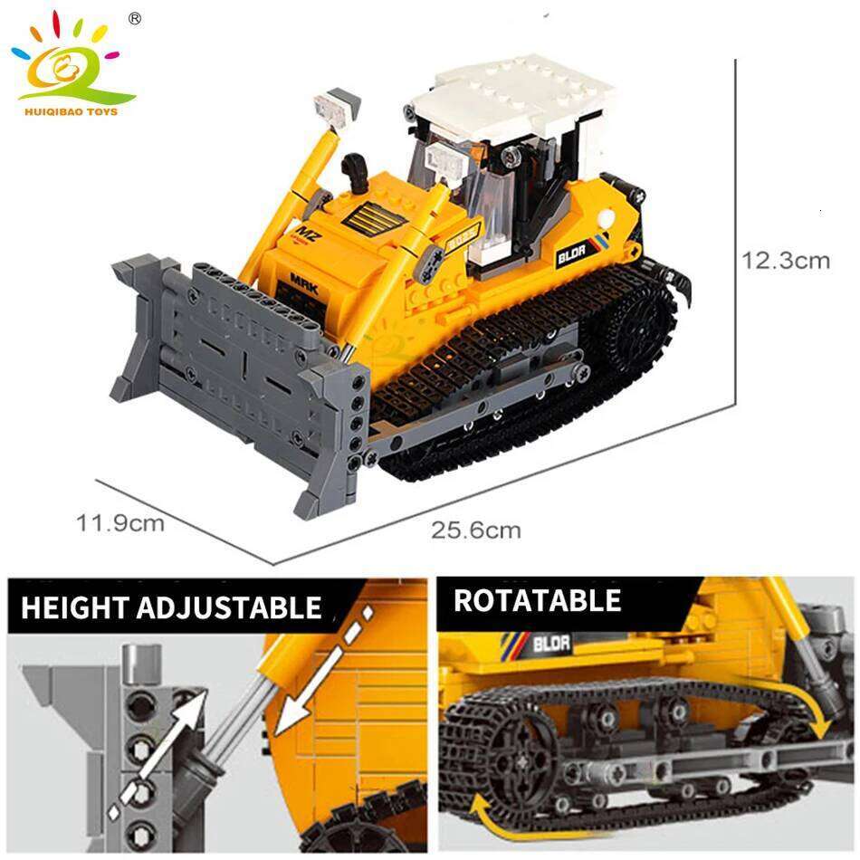HUIQIBAO Engineering Truck Building Blocks Vehicle Excavator Bulldozer Crane Car Bricks City Construction Toys For Children Boys Z260306