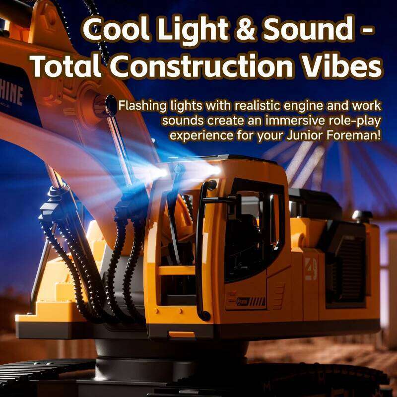New 1/16 RC Excavator Truck Alloy 12CH Engineering Vehicle Sound Lighting 360 Degree Rotation Car Kids Toys Boy Birthday Gift C260305