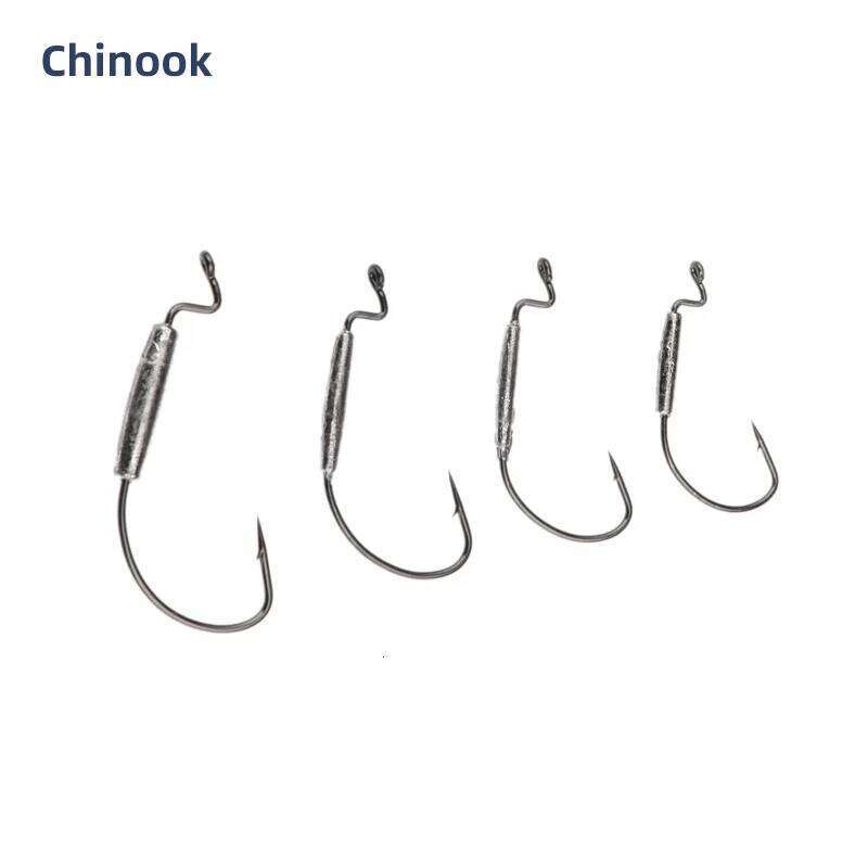 Chinook Fishing Soft Lure Weighted Swimbait Worm Hooks High Carbon Steel Wide Fishhooks Bait Tackle for Angling S260305