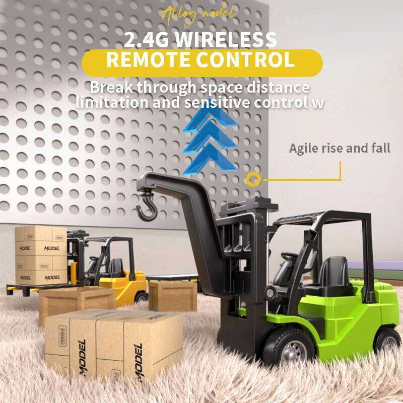 1/64 Desktop Mini Alloy 2.4G Remote Rc Forklift Crane 2in1 Tow Plate Engineering Machine Support APP Control C260305