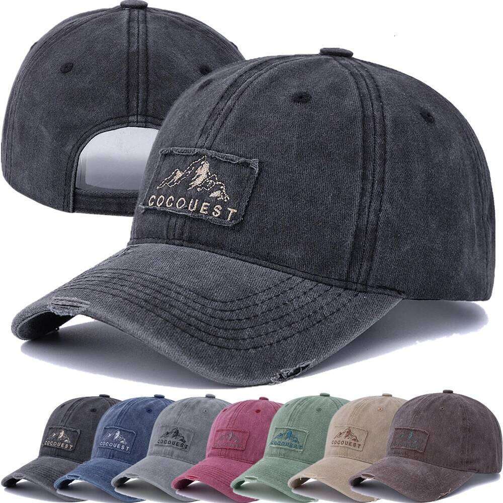 New Style Unisex Washed Cotton Vintage Baseball Cap Mountain Peak Embroidery Outdoor Sports Dad Hat For Men And Women Y260304