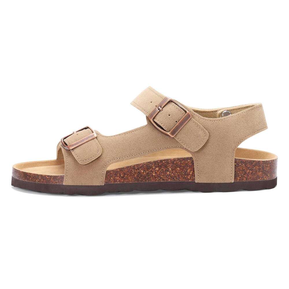 Litfun Summer New Women's With Arch Support Cork Footbed Open Toe Athletic Sandals Non-slip Comfort Flat Beach Slippers
