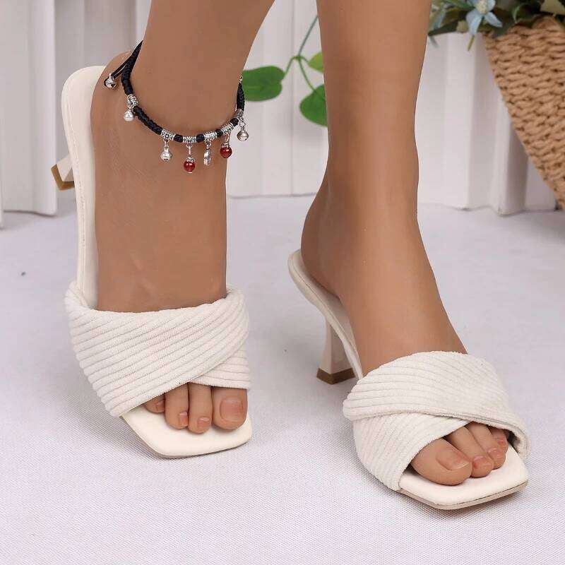 2025 New Summer Women's Square toed High Heel Outdoor Comfortable Temperament Sandals