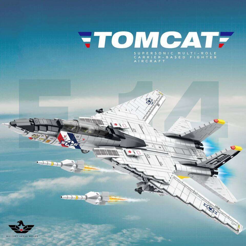 Military USA F-14 Airplane Tomcat Fighter Model Building Blocks DIY Large Aircrafts Weapons Bricks Kids Toys Boys Birthday Gifts Z260306