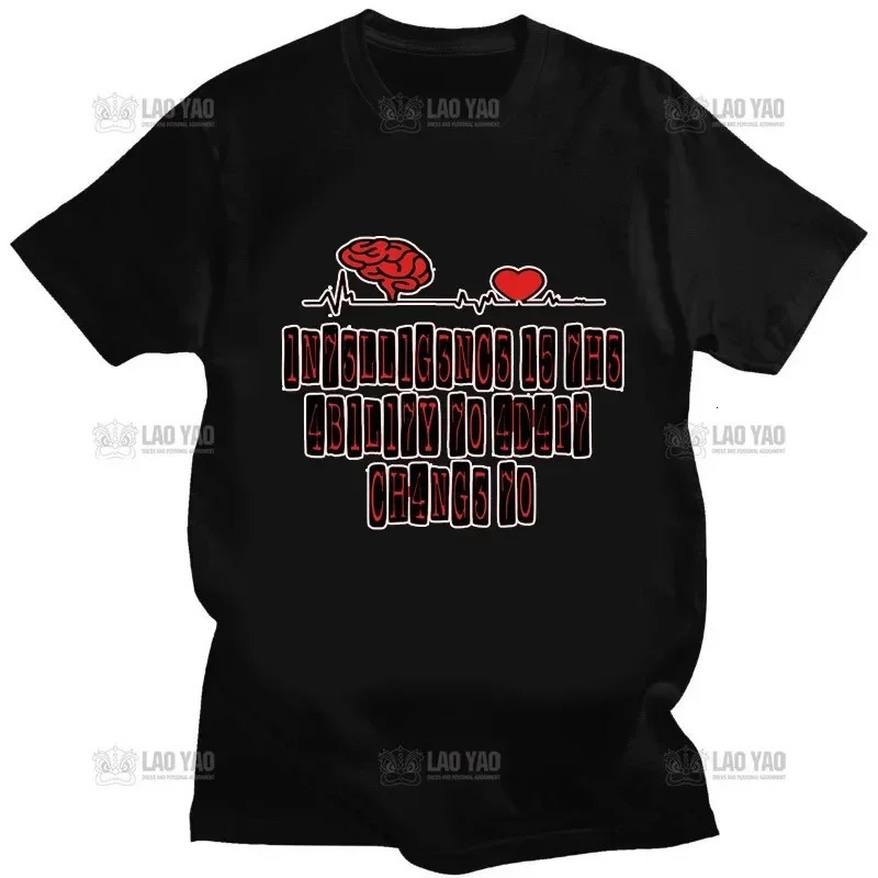 Creative Men TShirts Funny Geek Tops Intelligence Is The Ability To Adapt Change Letters Print Tee Male Oversized T Shirt 260302