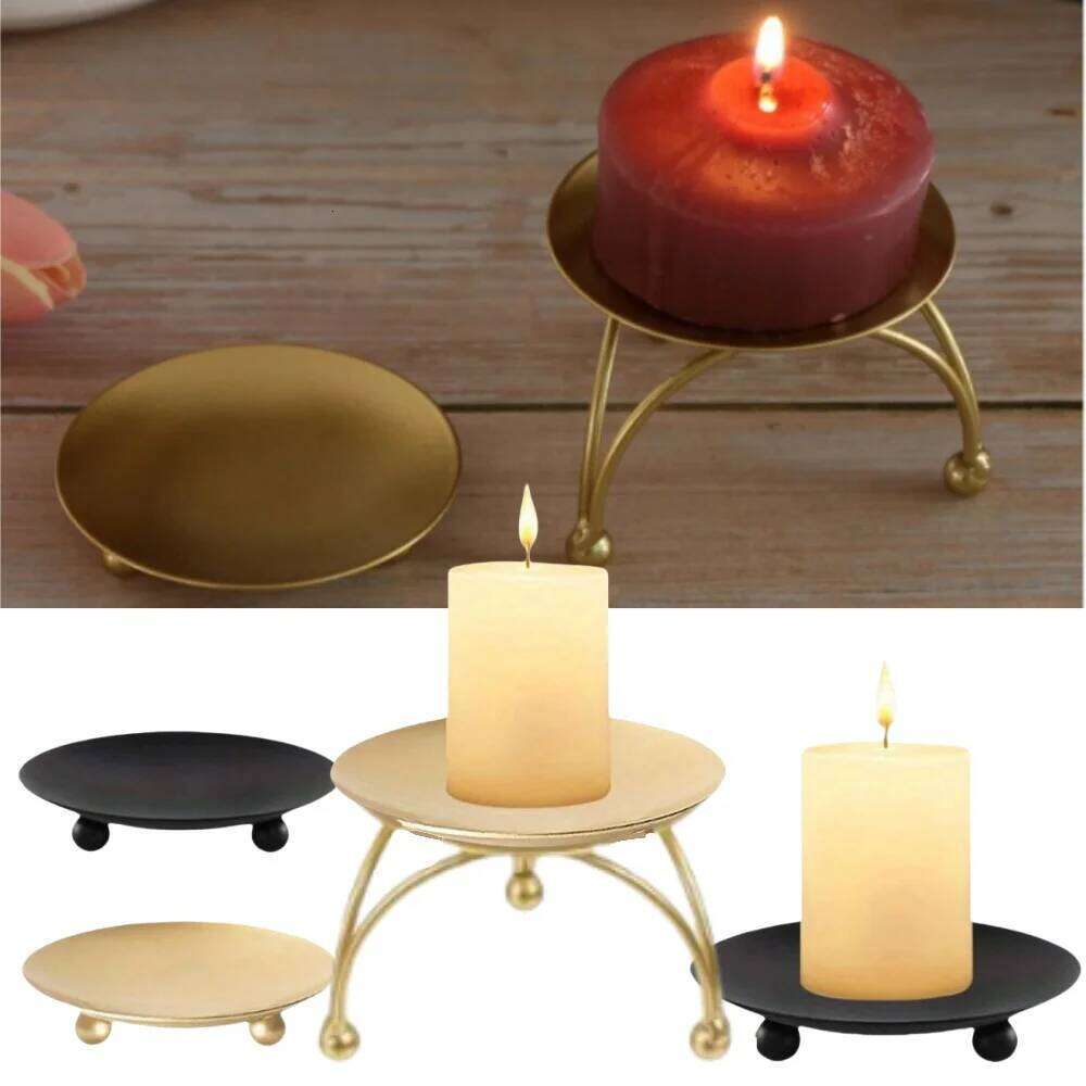 1/2pc Iron Candle Holder Vintage Pillar Metal Plate Candlestick Stand For Wedding Party Festival Romantic Tabletop Decor Gifts XJ260305