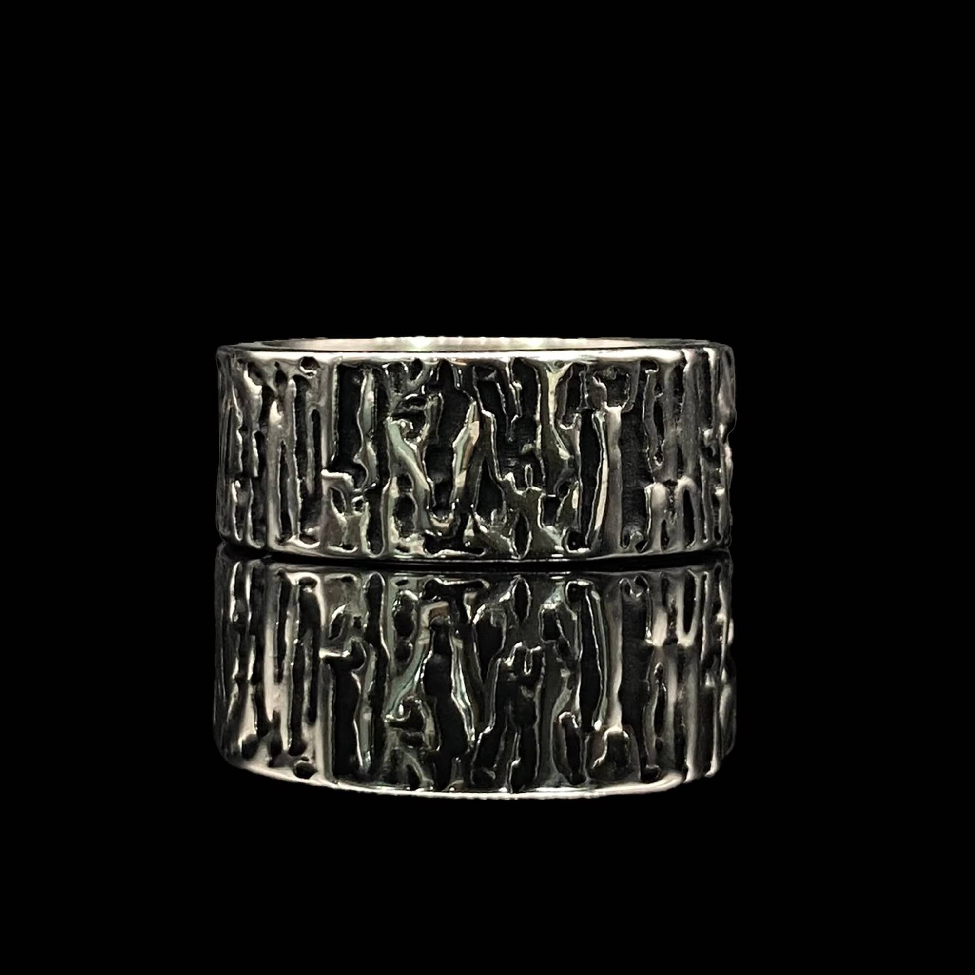 Retro Half Face Skull Tree Pattern Ring Death Skeleton Stainless Steel Band for Mens Halloween Punk Hip Hop Jewelry