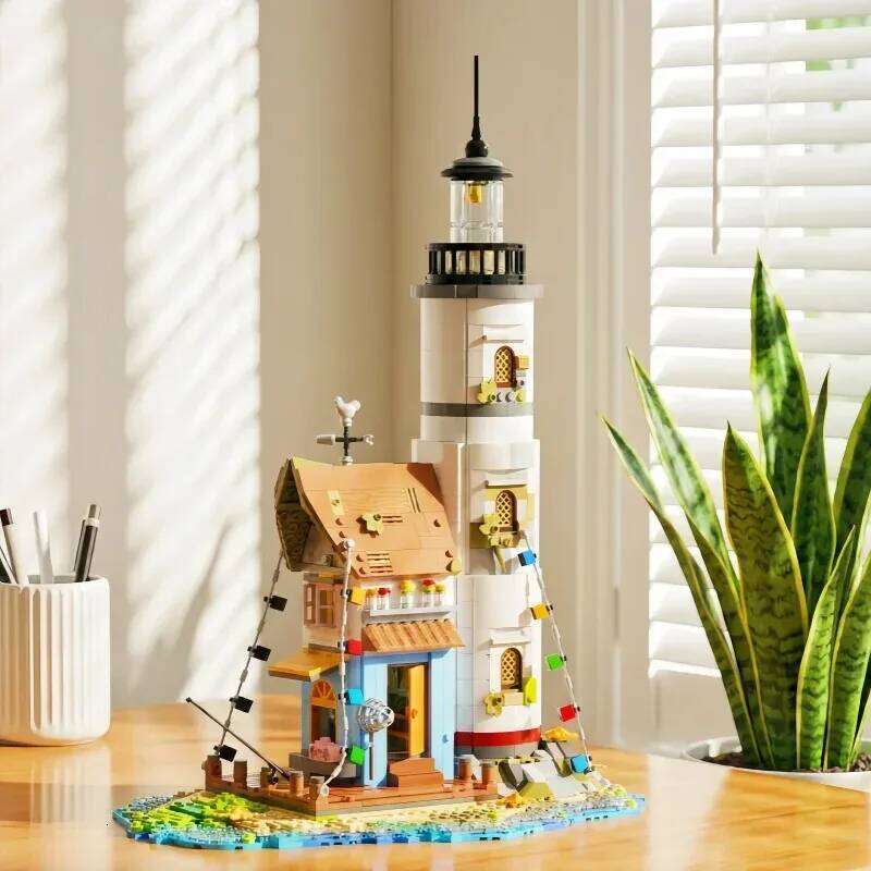 Lighthouse on a Deserted Island Buildings Sets City Architecture Modular Building Block Assembly Model Kit Adults Gift 1806pcs Z260306