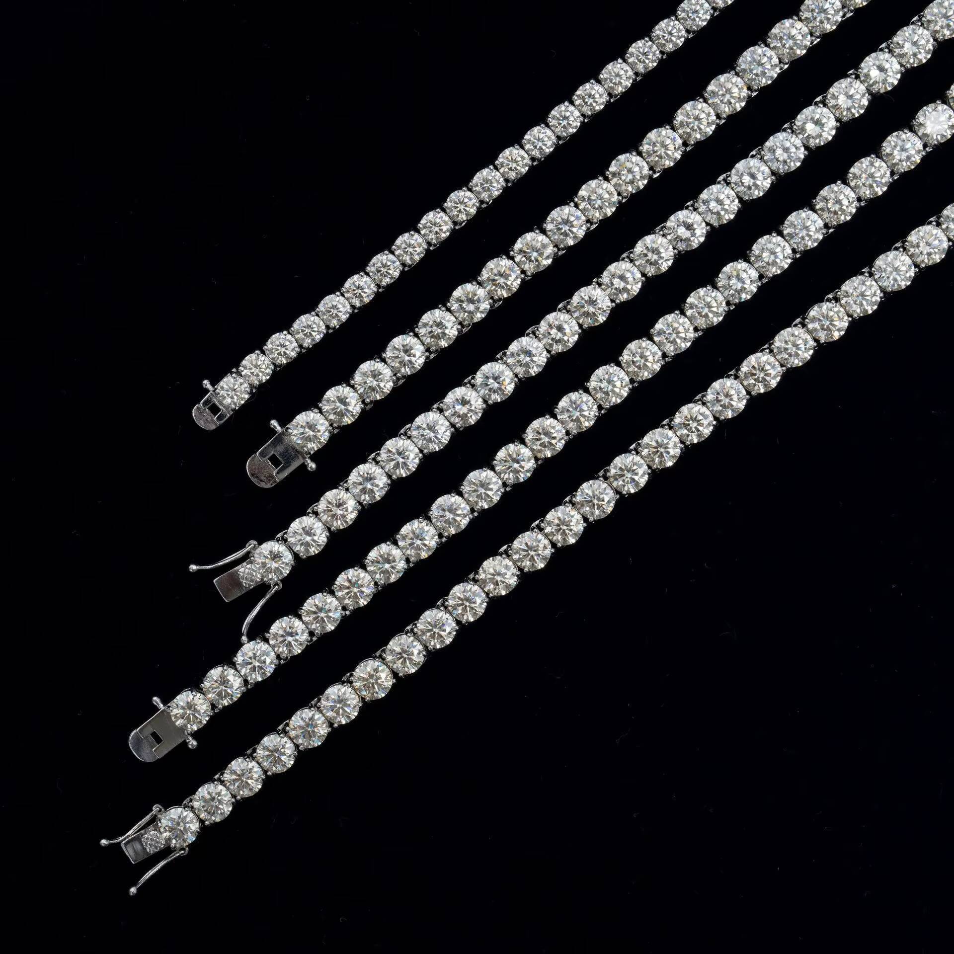 65mm Real 10K 14K Solid Gold Vvs Moissanite Diamond Tennis Chain Bracelet Necklace Hot Selling Sinocre Hip-Hop Lover