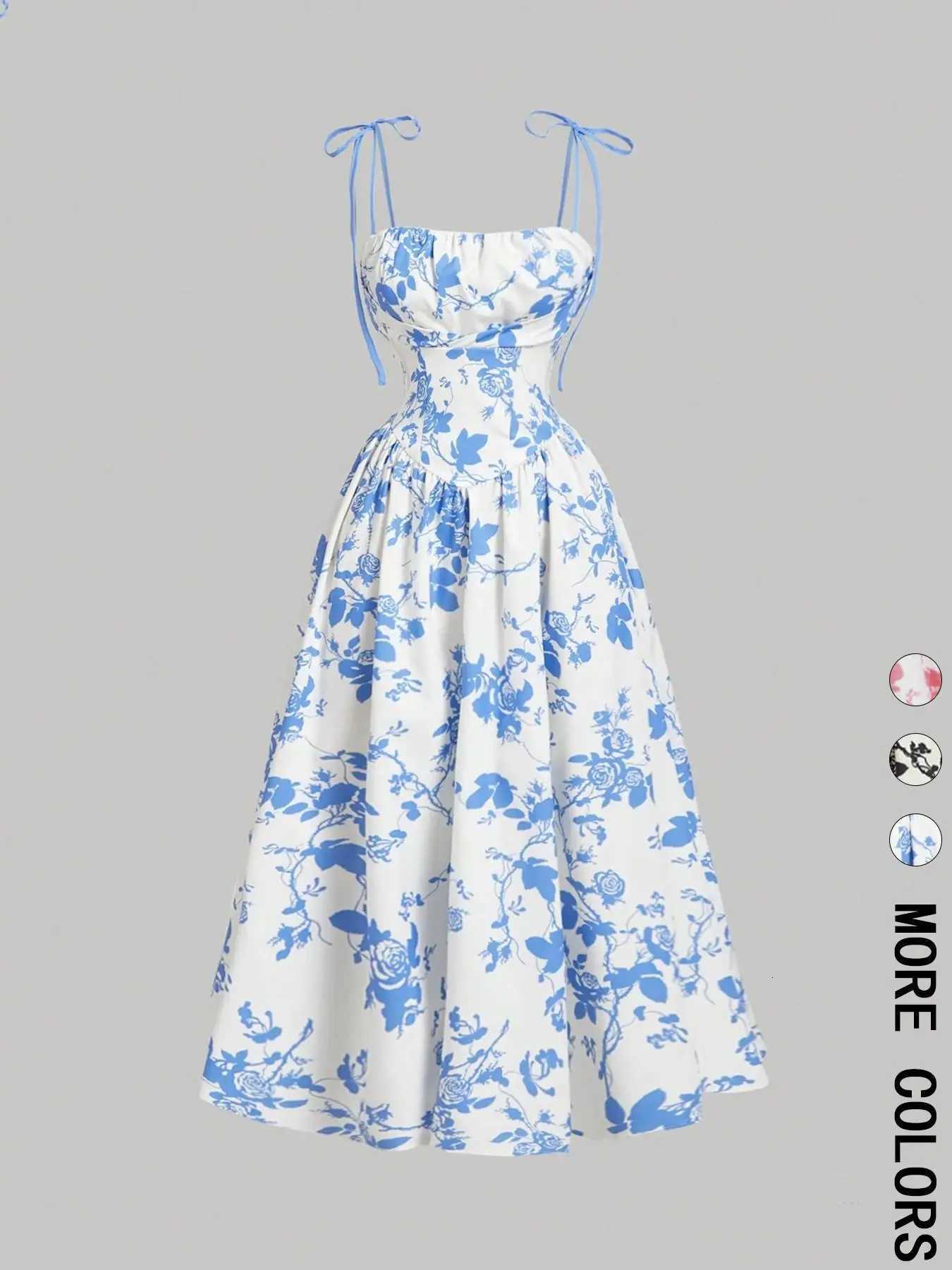 New Womens Print Spaghetti Strap Dress Summer Fashion Elegant Casual Office Party Casual Dresses For Women Robe Femme Vestidos X260306