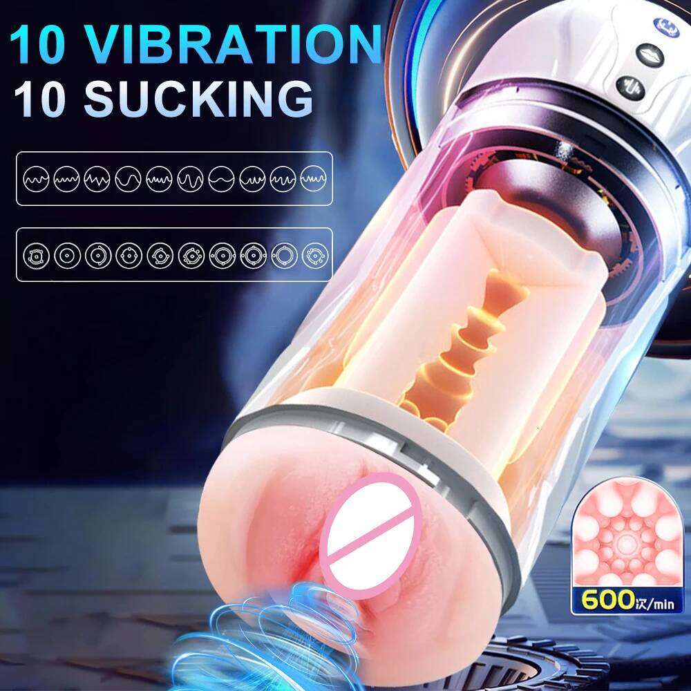 Automatic Sucking Vibrating Masturbation Cup Deep Throat Realistic Oral Vagina Blowjob Adult for Men Masturbate Supplies W260305