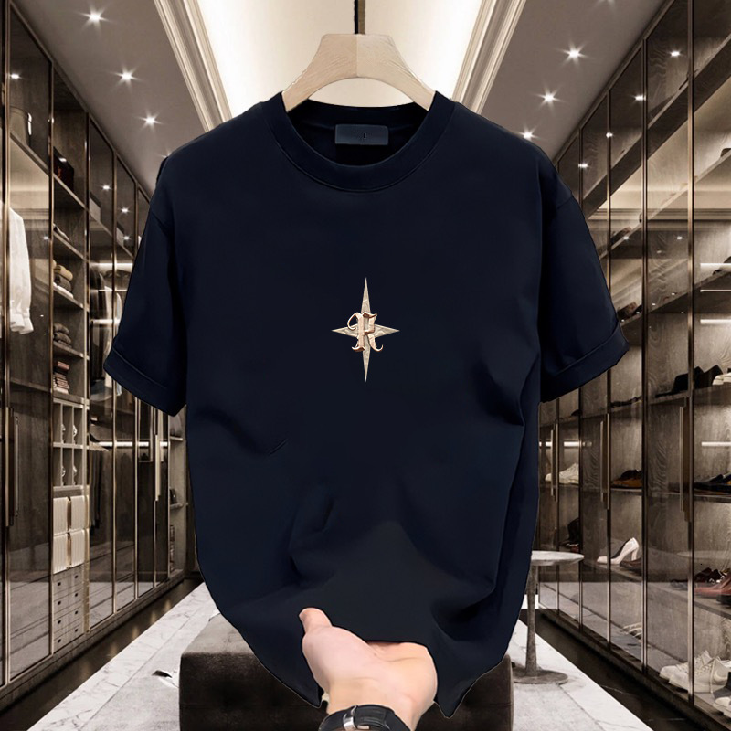 Luxury Brand Designer Clothes Heavyweight Trendy Brand Pure Cotton Printed Mens Short Sleeve T-Shirt New Summer Hot Trend Casual Round Neck Tee