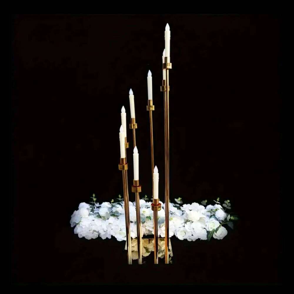 Elegant 1-piece Gold Metal 8-arm Candle Holder -A Tall Wedding Centerpiece, Multifunctional Dining Table Decoration, Suitable Fo XJ260305
