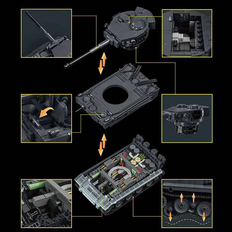 WW2 Military 1/28 Scale Franz Staudegger Heavy Tank Building Blocks Set War World 2 Tiger Tanks Model Toys For Boys Gifts Z260306