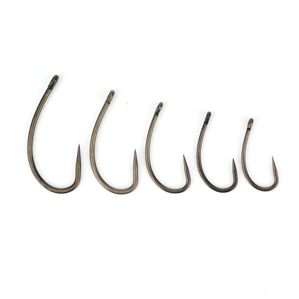 Hirisi 50Pcs Carp Barbless Hook Coating Non-barb Fishhooks High Carbon Steel 8004 Fishing Accessories S260305