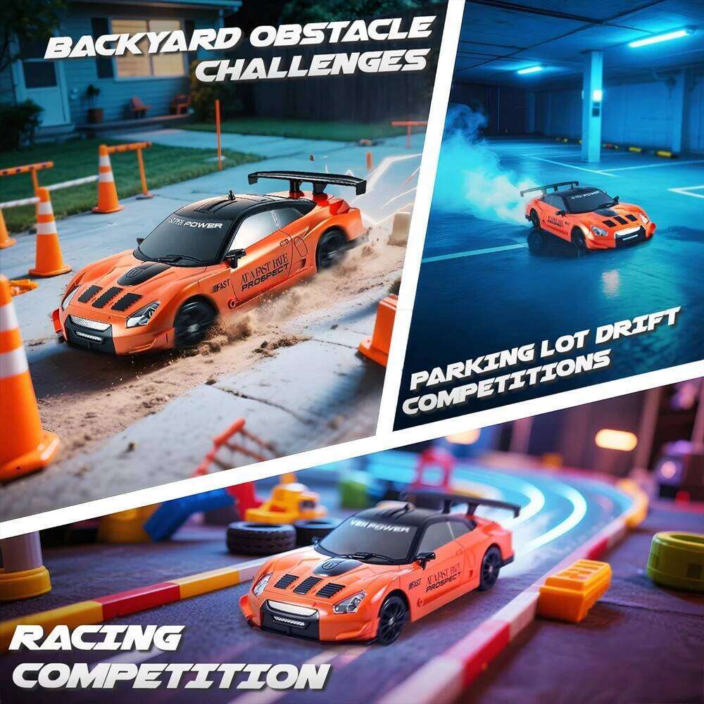 4WD RC Drift 2.4G Remote Control Car High Speed Racing Vehicle Model Toy with LED Lights Gift for Kids Adults Boys Girls C260305