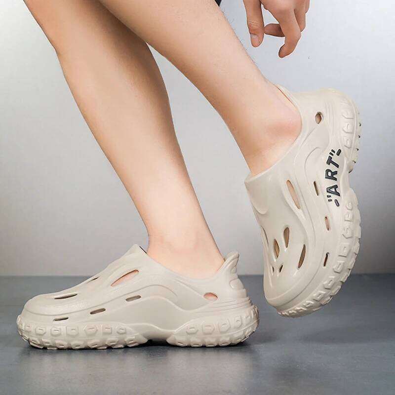 Litfun New Men's Summer Slippers Breathable Hollow Holes Non-slip Beach Sandals Fashion EVA Platform Garden Shoes