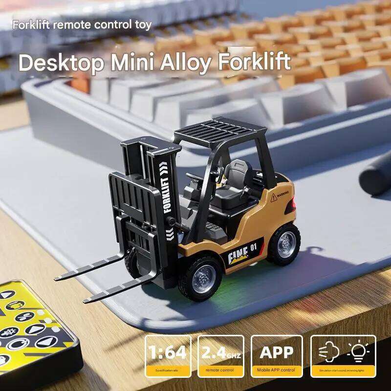 1/64 RC Trucks Alloy Forklift Mini APP 2.4G Rc Cars Remote Control Construction Engineer Vehicle Toys for Boys Adults Kids Gifts C260305