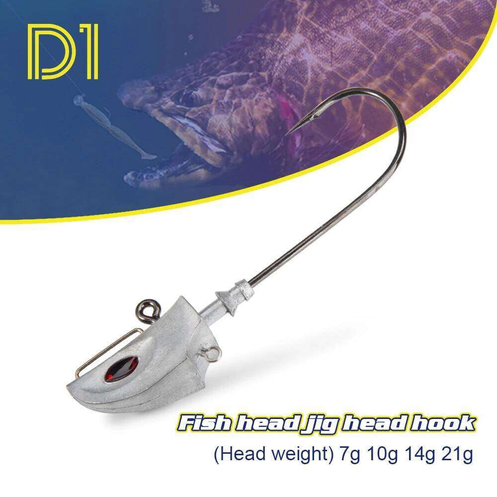 D1 New Zinc Alloy Hook 7g 10g 14g 21g Head Jig Weight Strong and Sharp Fishing Tackle of Environmental Protection Materials S260305