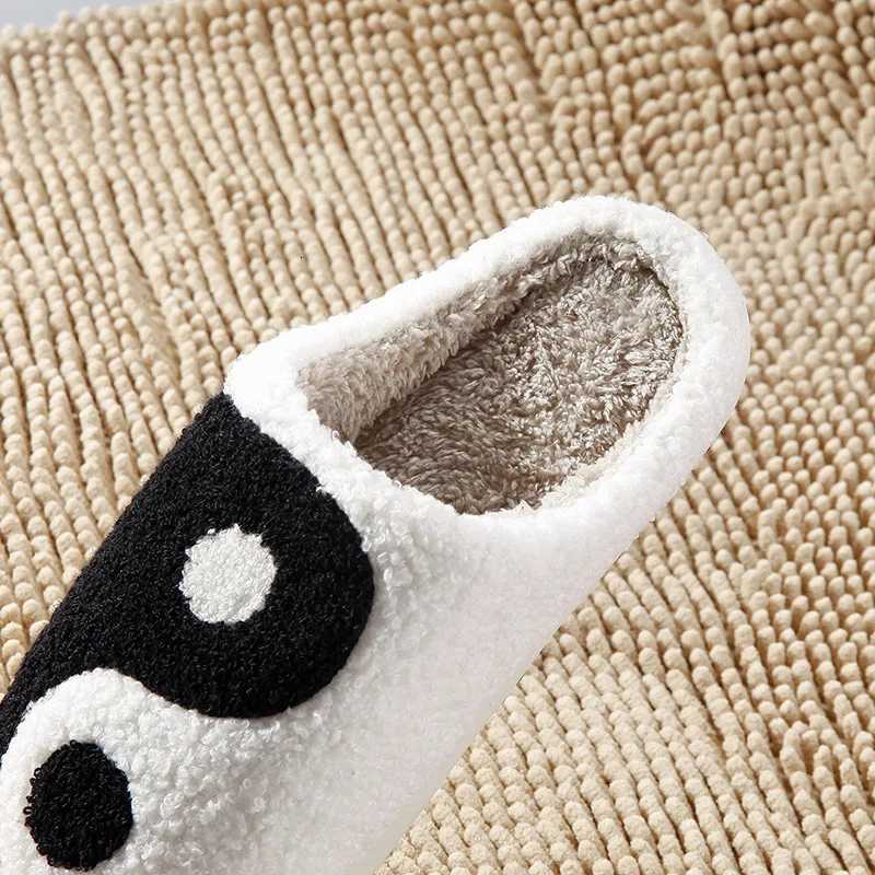 Womens Yin Yang Slippers - Cozy Fleece Indoor Slippers with Memory Foam Non-slip Plush Home Shoes for Living Room S260305