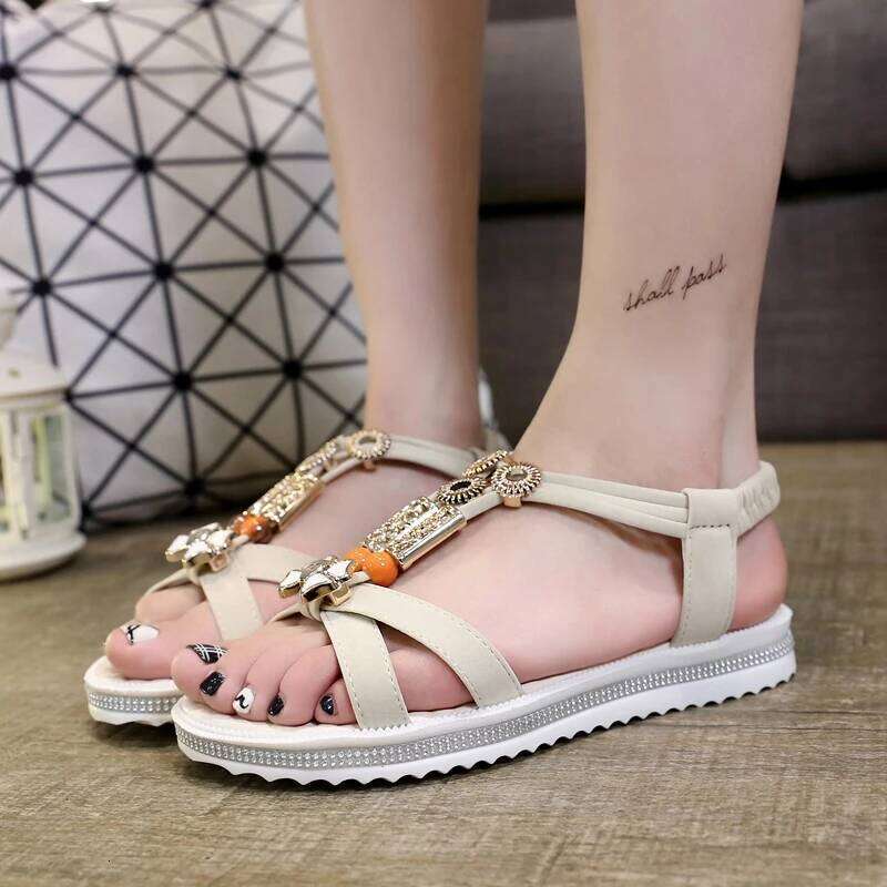 2025 New Summer Shoes Bohemia Beach Flat Casual Sandals Leisure Female Women Slip On Sandalias