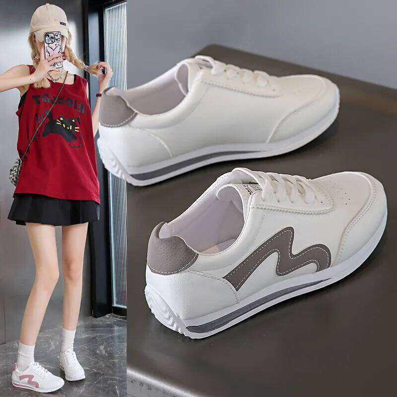 Women Designer Round Head Deep Mouth Light Versatile Breathable Cross Lace Casual Sneakers Zapatos De Mujer