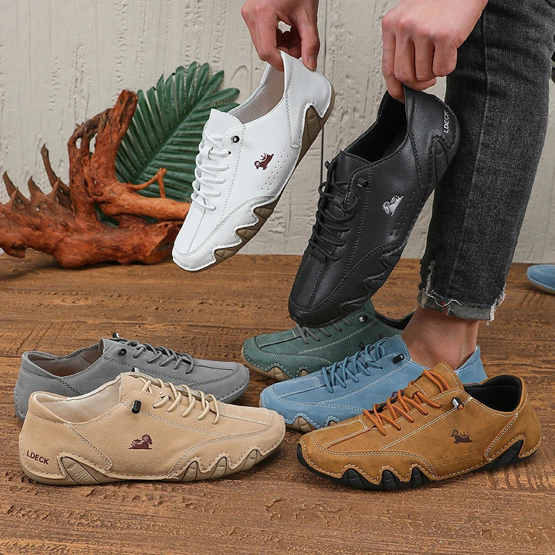 Classic Loafers Trendy Durable Artificial Leather Waterproof Anti Slip Casual Shoes for Outdoor Walking Mens Motorcycle Boots 260305