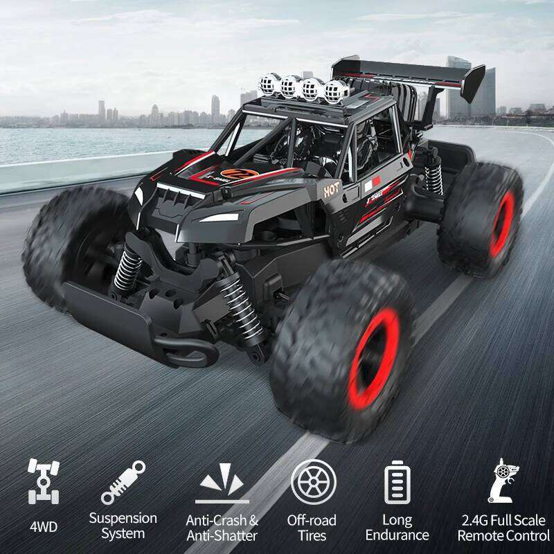 A 1:14 scale all-terrain 2.4G four-wheel drive RC off-road vehicle with LED lights and a shock-resistant chassis, alloy toy car C260305