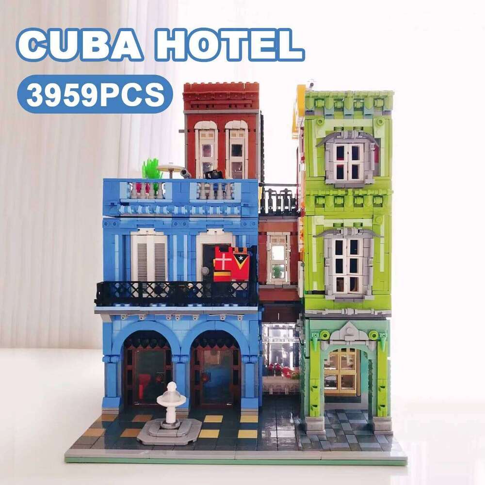 Creative Cuba Hotel City Street View Architecture Building Blocks Gem Shop Bicycle Store Micro Bricks Model Toys Gift Kids Adult Z260305