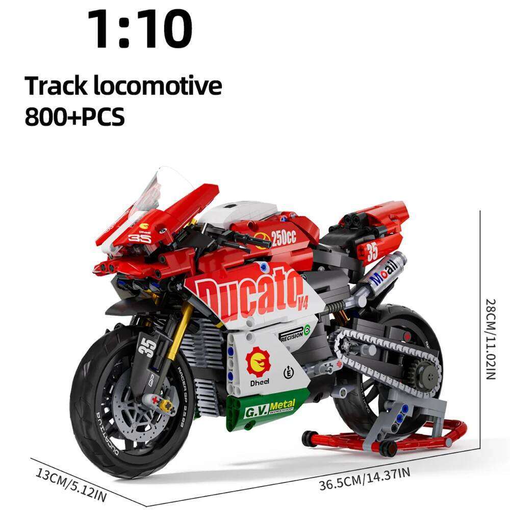 TOYLINX Famous V4 Motorcycle Building Blocks Set Super Motorbike Model Kit Technical Racing Kids Assembled Toys Gifts For Boys Z260305