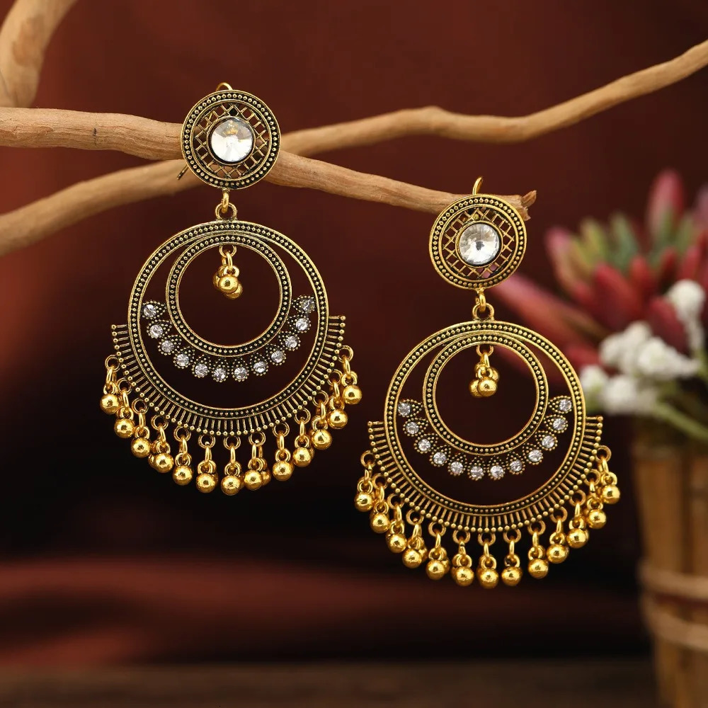 Vintage Round Bell jewellery Earrings for women Personalized Nostalgic womens Earrings cute Ladies Accessories Jewelry 260303