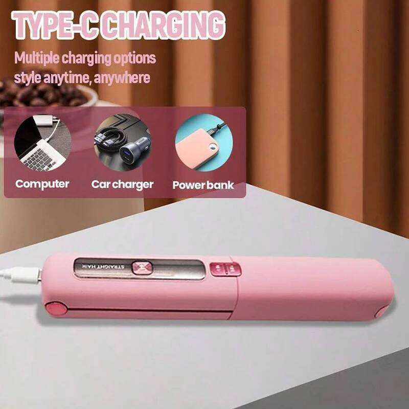 Mini Straightener Curler Wireless Portable USB Charging Dormitory Salon Tool Hair Styling Accessories Travel Use 26Y0306