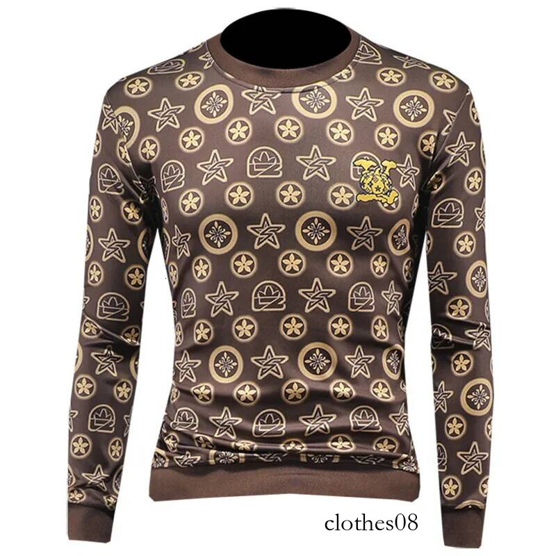 Men's Faionable Printed Base irt Trendy Streetwear Sweatirt Casual Sle Long Sve round Ne Geometric Pattern Cotto...