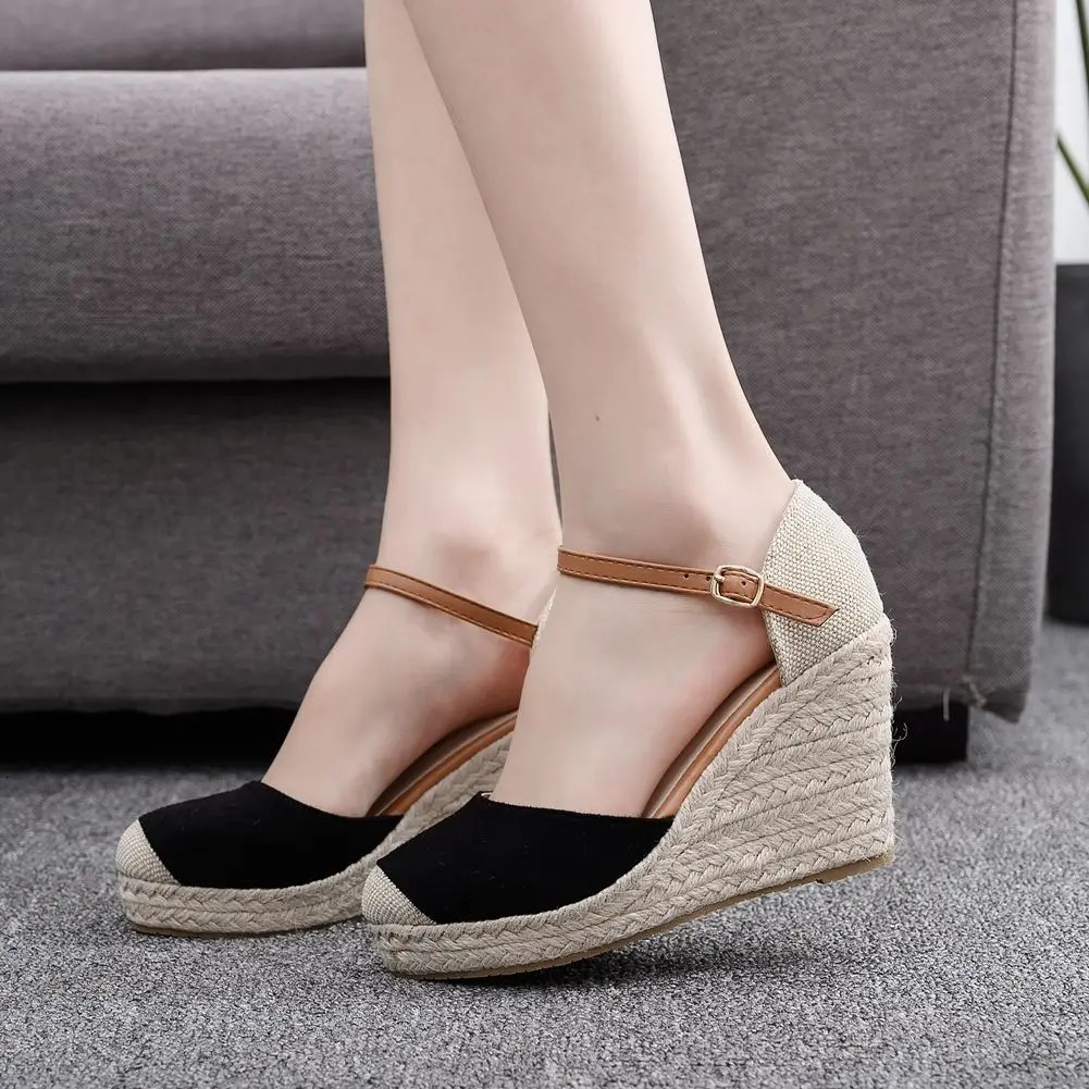 Shoes for Women Summer Fashion Sandals Platform Women Wedges High Heel Casual Ankle Strap Sandals Comfortable Zapatos De Mujer 260305