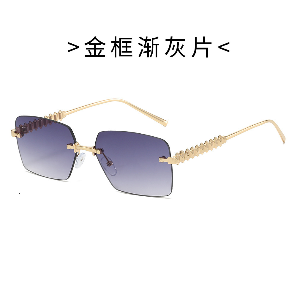 25 new models of frameless metal rivet leg sunglasses, European American fashion, stylish unique, high-end sunglasses for men women, simple and exquis